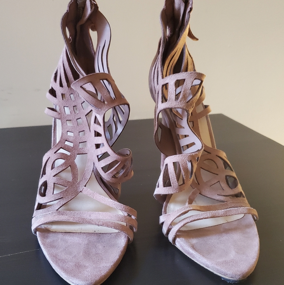 ZARA high heel light pink open toe suede sandal